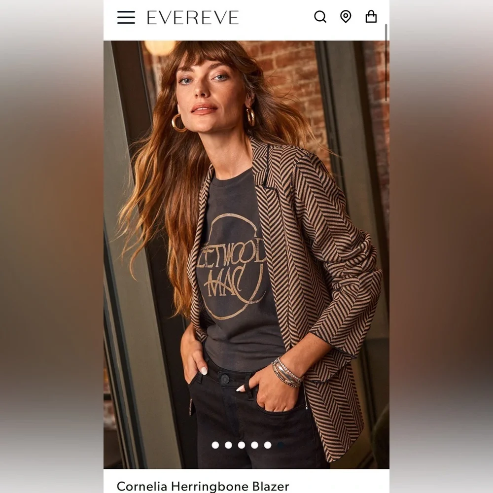 Evereve Cornelia Herringbone Blazer Size XS NWT it’s sold out at store - Picture 5 of 9